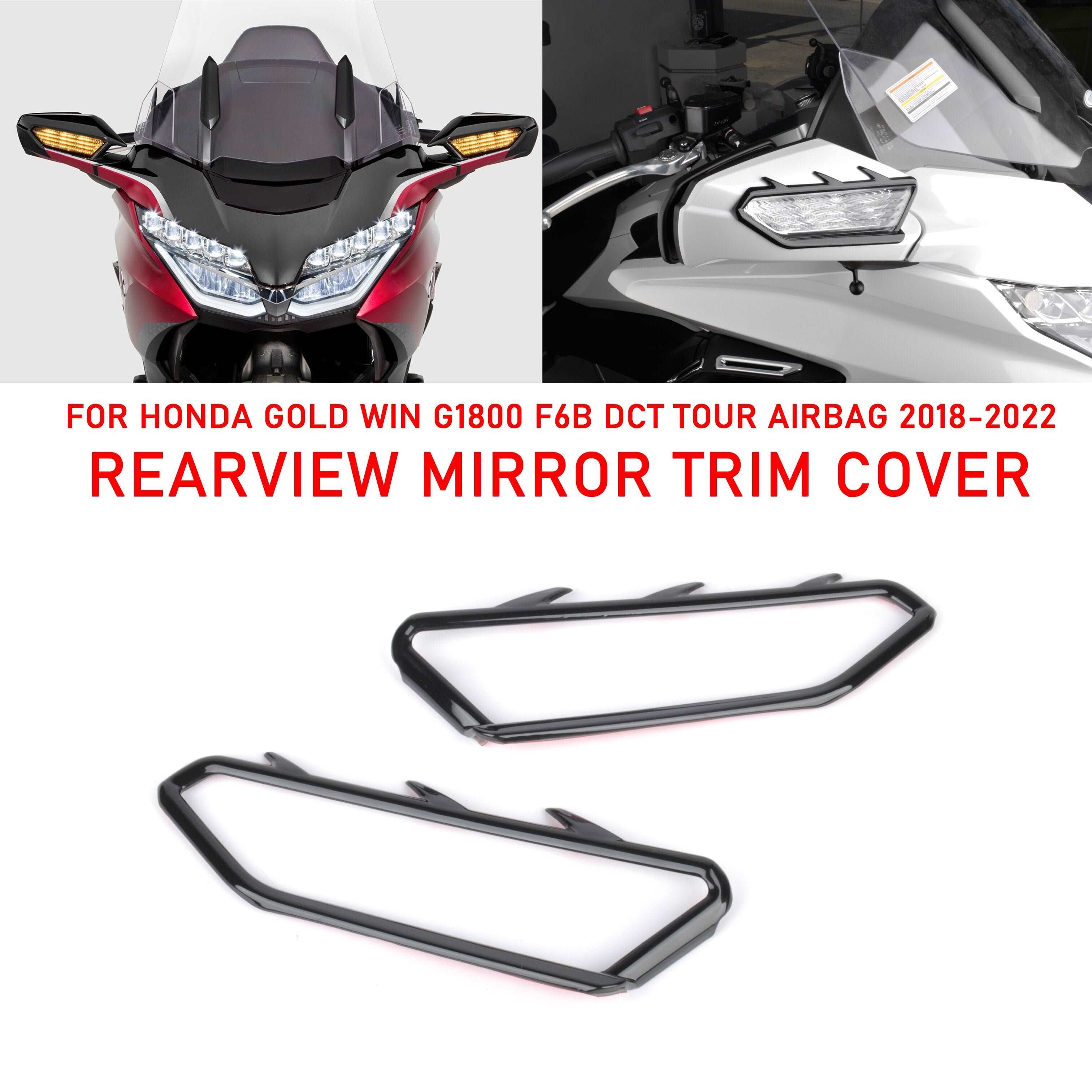 For Honda Goldwing GL1800 F6B Motorcycle Rear View Side Mirror Surround Turn Signal Frame Decoration Trims 2018-2023 Black