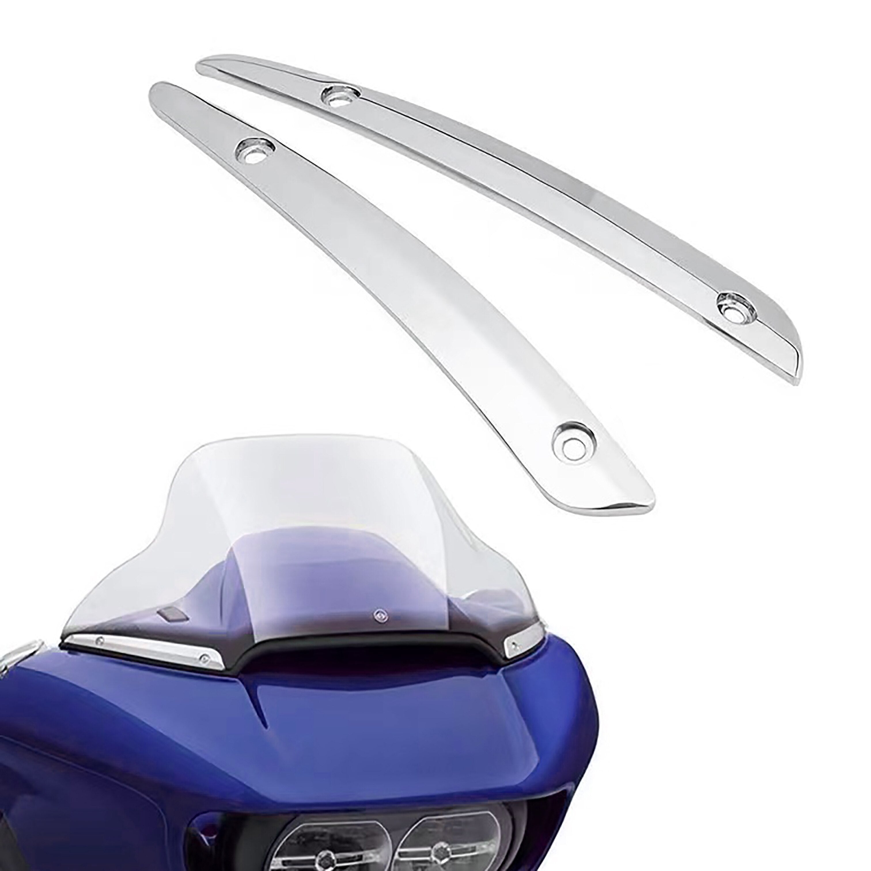 Windschutzscheiben-Windschutzscheiben-Chrom-Seitenverkleidung für Harley Double-Lamp Gliding Motorrad 2015–2023