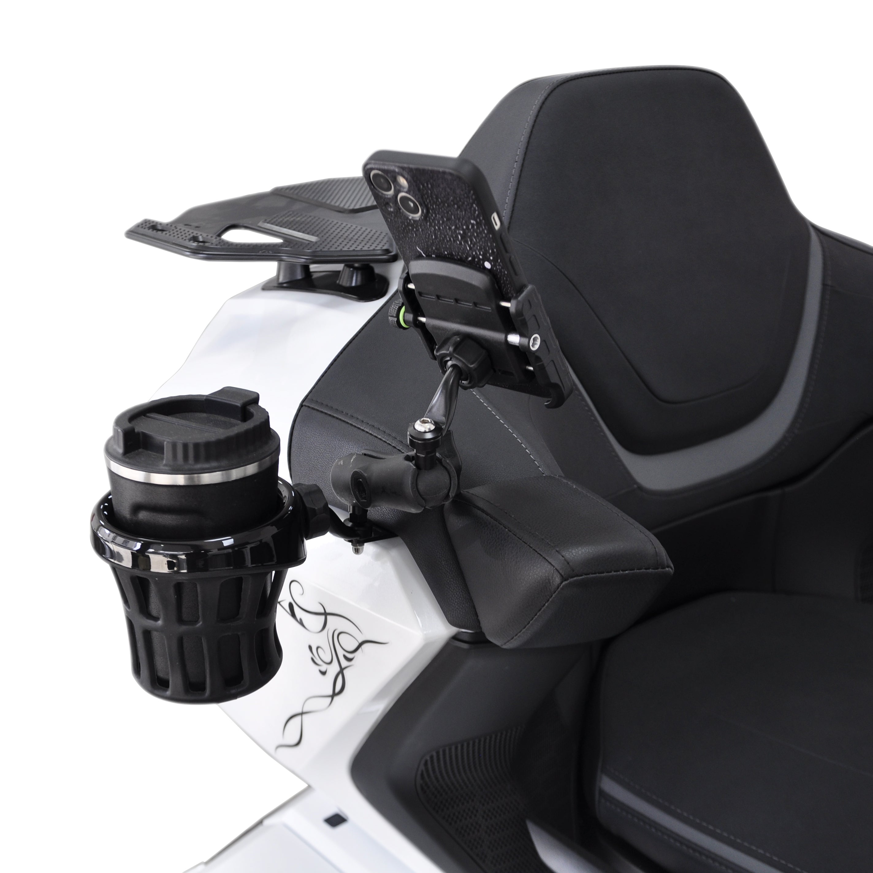 Panical Passenger Trunk Luggage Rack Cup Holder Phone Holder Extension Bracket Bar For Honda Gold Wing GL1800 2018-2025 Black