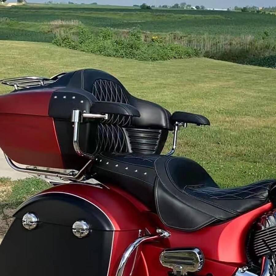 Indian Motorcycle Passenger Armrest Pads for Specific Chieftain, Roadmaster, Chief, Springfield Models Equipped With Trunk, for Comfort and Support 2014-2023