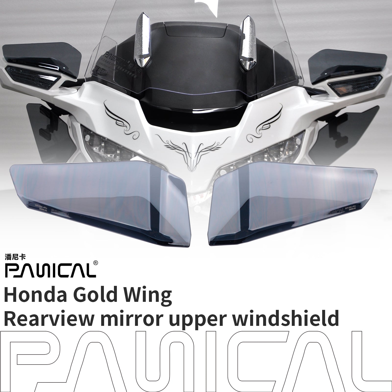 Panical For GoldWing 2018-2025 Rear View Top Upper Wind Mirror Windshield Rearview mirror spoiler Air deflector