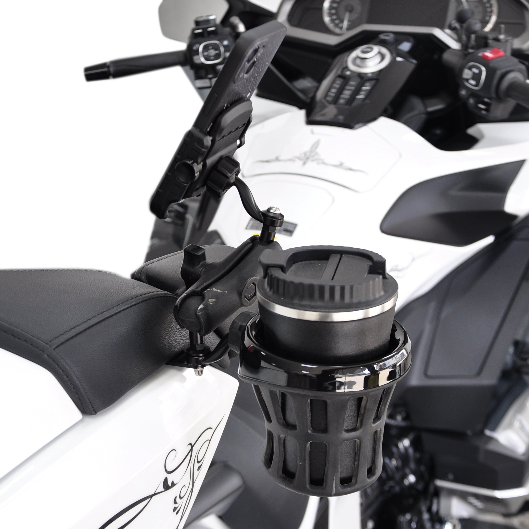 Panical Passenger Trunk Luggage Rack Cup Holder Phone Holder Extension Bracket Bar For Honda Gold Wing GL1800 2018-2025 Black