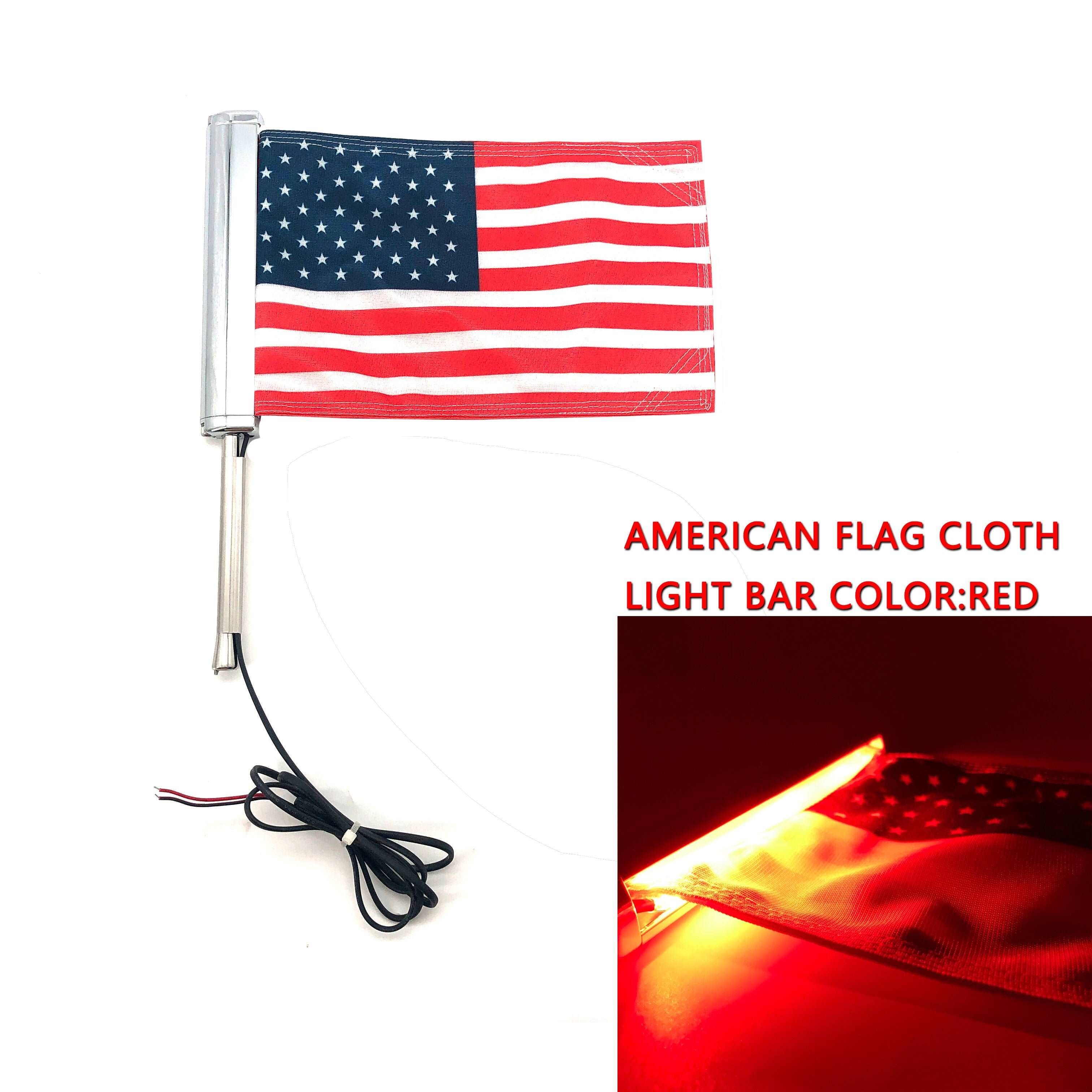 Flagpole Set LED Universal Round Column Antenna For HONDA GOLD WING 1500 1800 BMW Harley Glide Yamaha Indian Motorcycle 15mm