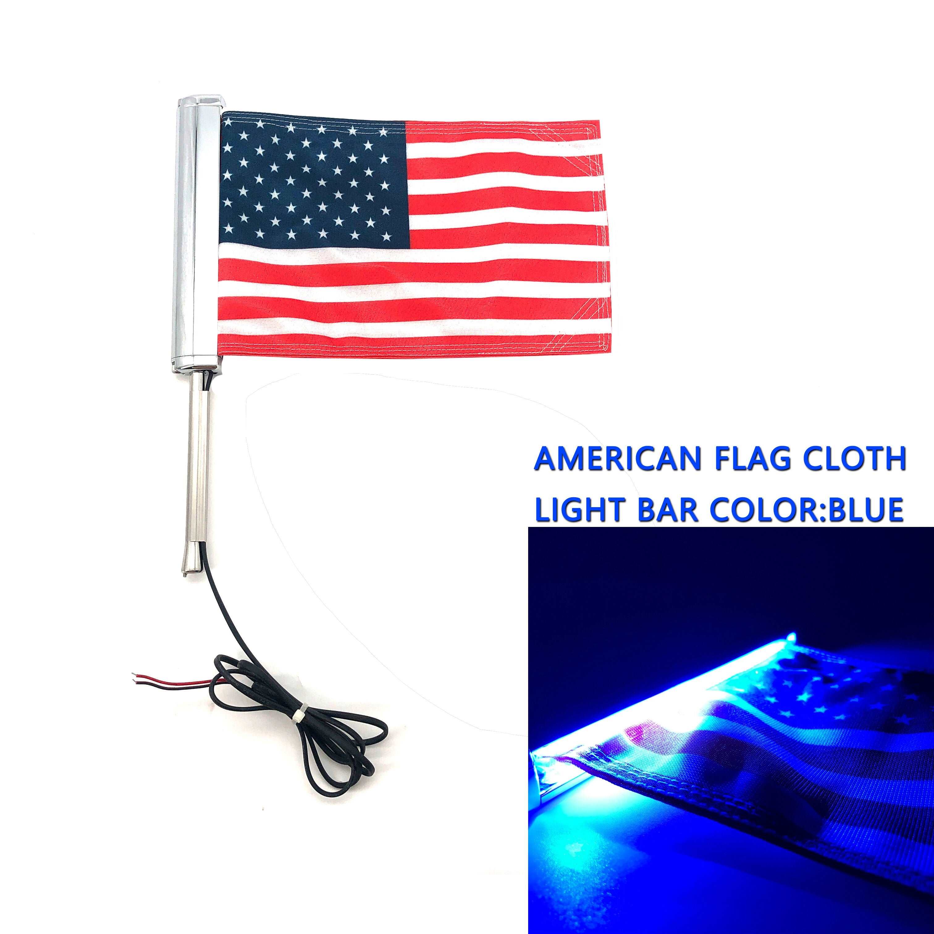 Flagpole Set LED Universal Round Column Antenna For HONDA GOLD WING 1500 1800 BMW Harley Glide Yamaha Indian Motorcycle 15mm