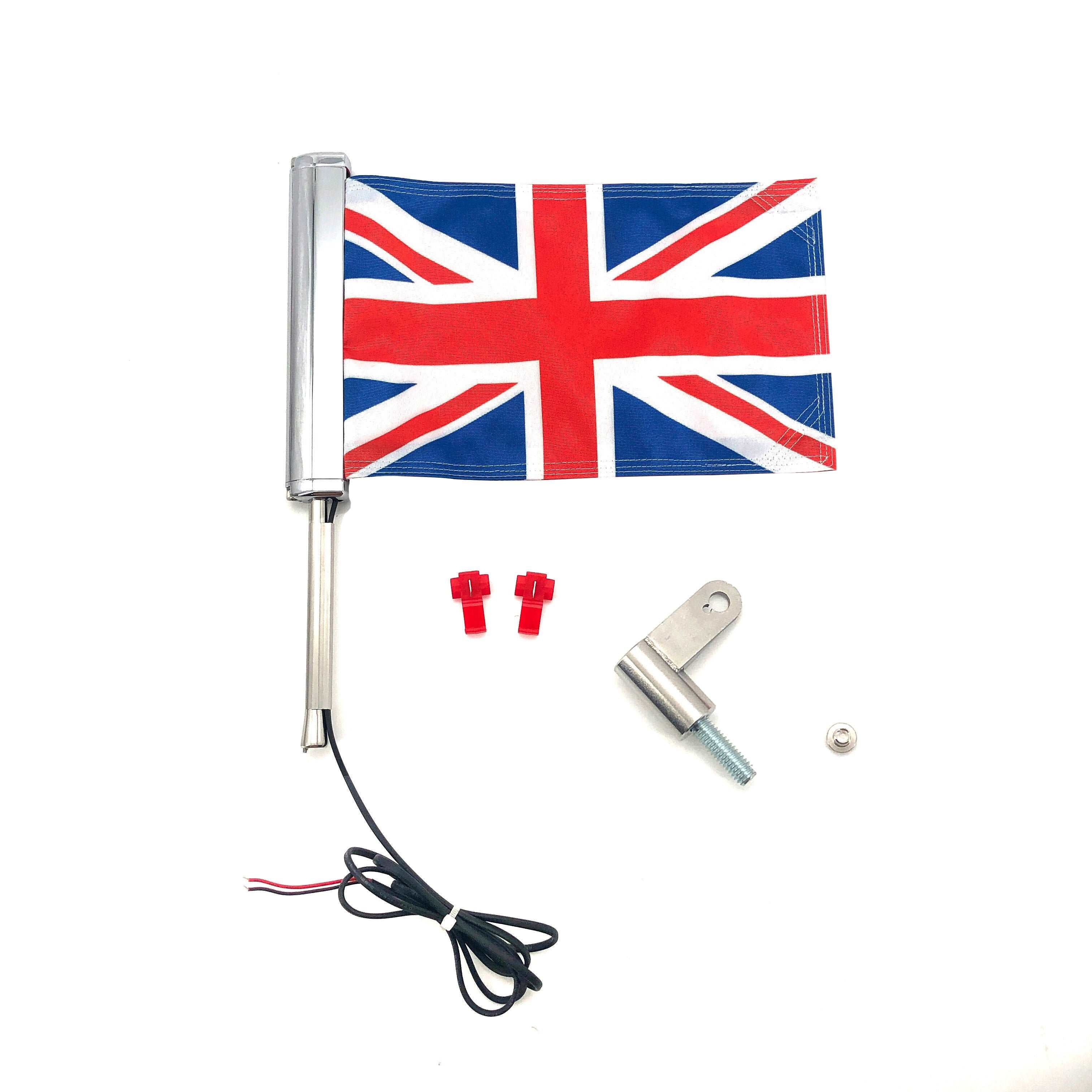 For Harley-Davidson Street Glide Road Flag Set 2014-2023 Motorcycle LED Lights With Flagpole Bracket Chrome Plated  R