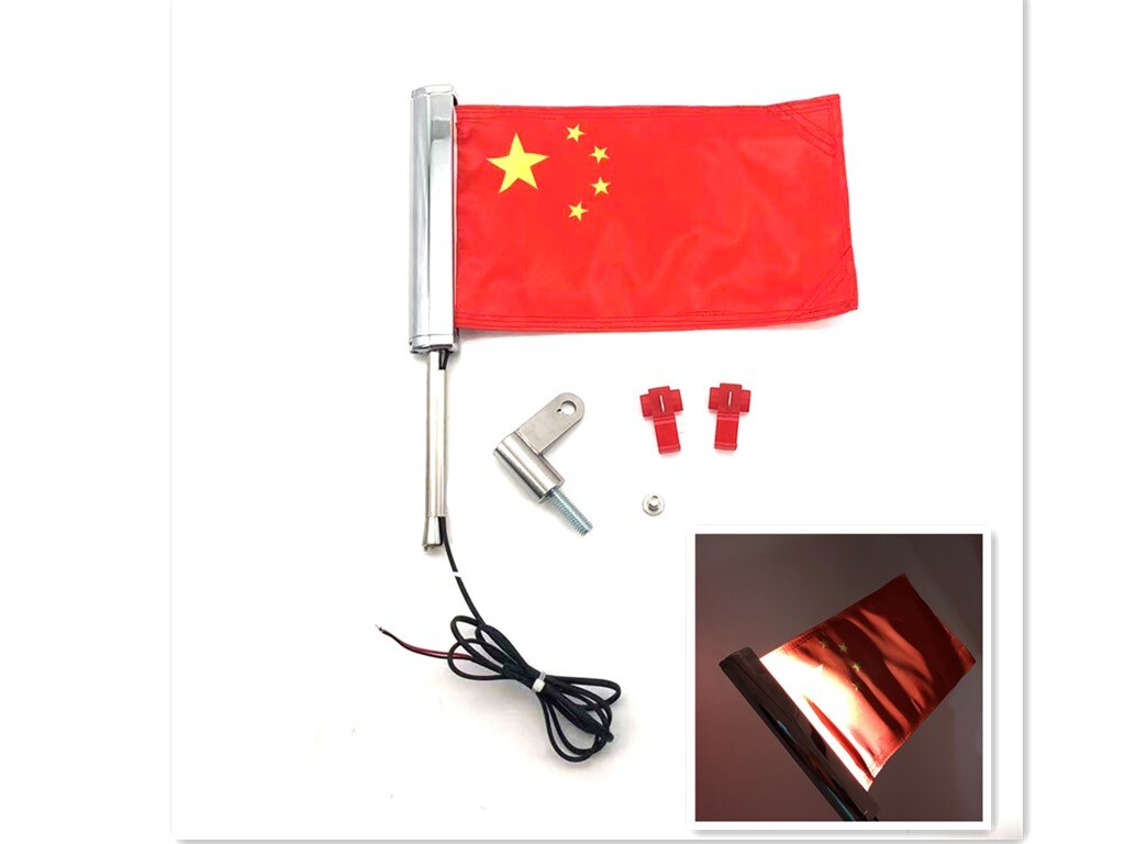 For Harley-Davidson Street Glide Road Flag Set 2014-2023 Motorcycle LED Lights With Flagpole Bracket Chrome Plated  R