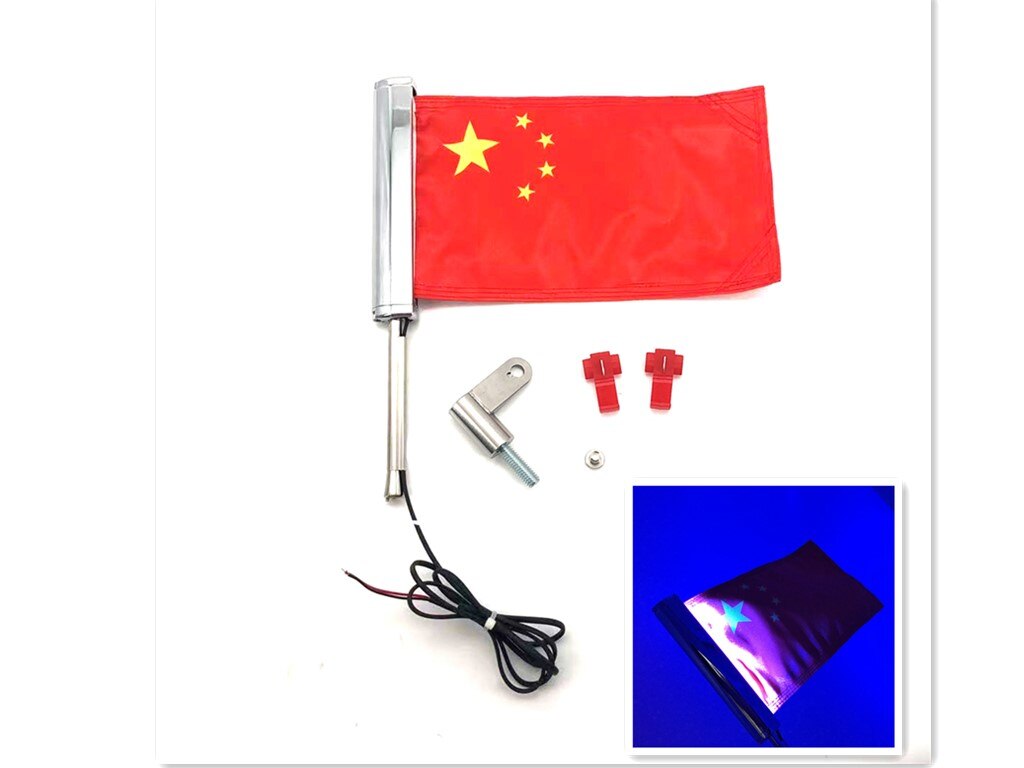 For Harley-Davidson Street Glide Road Flag Set 2014-2023 Motorcycle LED Lights With Flagpole Bracket Chrome Plated  R