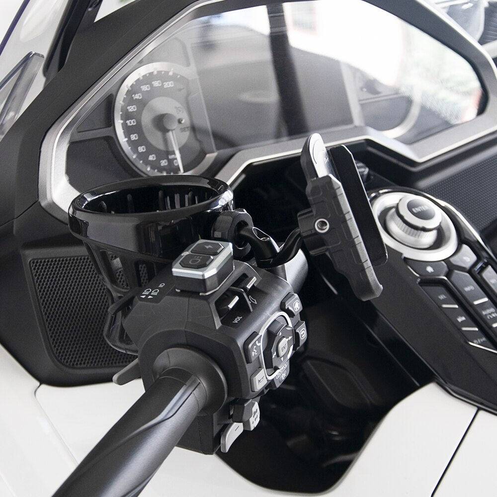 Motorcycle Phone GPS Water Cup Holder Bracket Mount Support Frame Double Head For Honda Gold Wing GL1800 F6B Tour DCT 2018-2023