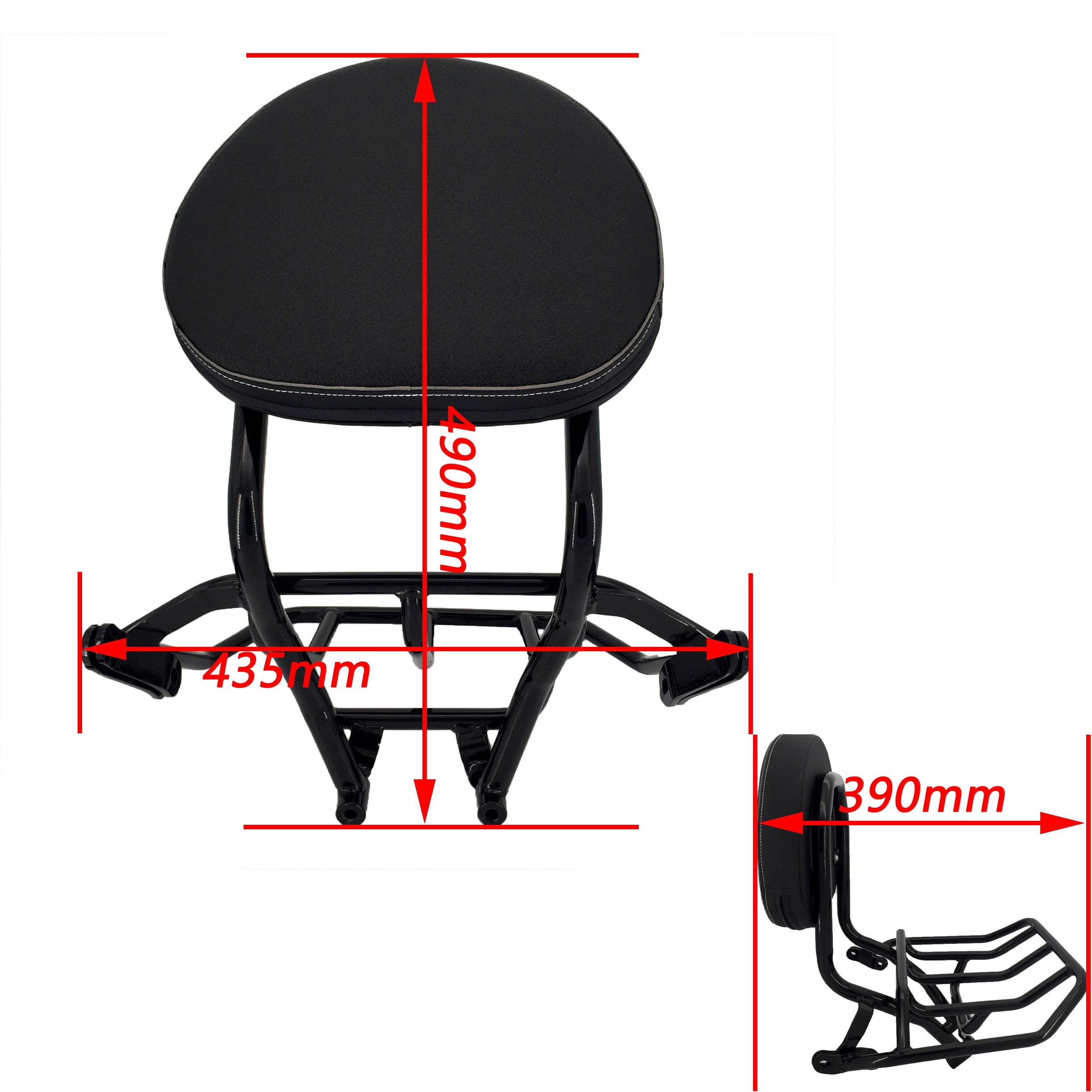 PANICAL Motorradzubehör Beifahrerrückenlehne Gepäckträger Sissy Bar Für BMW K1600B K1600 2018-2023 Hinten Leder Schwarz