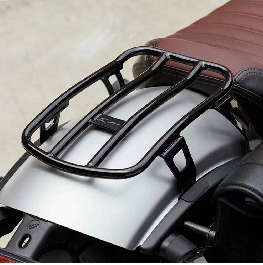 Panical Motorcycle Travel Rack Steel Rear Shelf Bolt On Luggage Rack Travel Rack 2018-2023 For Indian Scout Bobber Bright Black