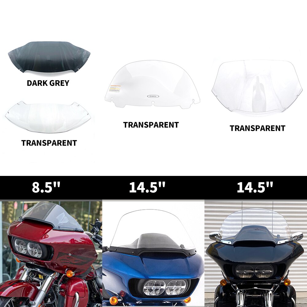 Windscreen Windshield For Harley Double Light Road Gliding Dark Gray Transparent Wind Shield Screen Exterior Parts 2015-2023 PC